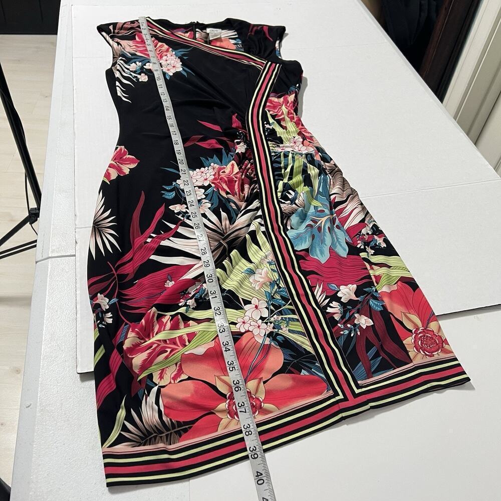 CACHE Sheath Dress Size 10 Tropical Floral Oriental Stretch Coquette VTG - Picture 11 of 12